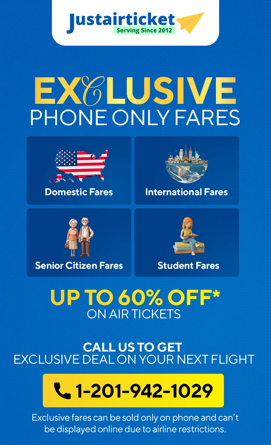 JustAirTicket Exclusive Phone Only Fares